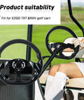 D-Shape Steering Wheel With Adapter For Club Car EZGO TXT And RXV Golf Carts, Black Skid Adapter shown in use