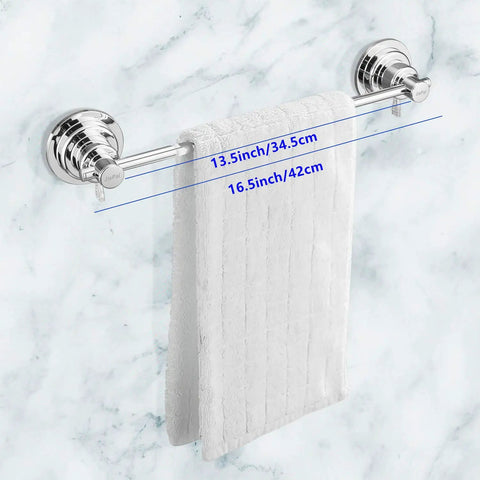 No Drilling Suction Cup Towel Bar 16 Inches Heavy Duty Wall Mount Towel Holder For Bathroom And Kitchen Vacuum Suction