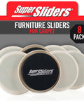 Heavy Duty Reusable Furniture Sliders For Carpet That Slide Like Butter So You Can Shift Couches Beds And Massive Gear With Absolute Zero Sweat Soft Foam Grips Lock Tight While You Slide Heavy Loads Across Floors In This Smart 8 Pack, 5 inch beige sliders.