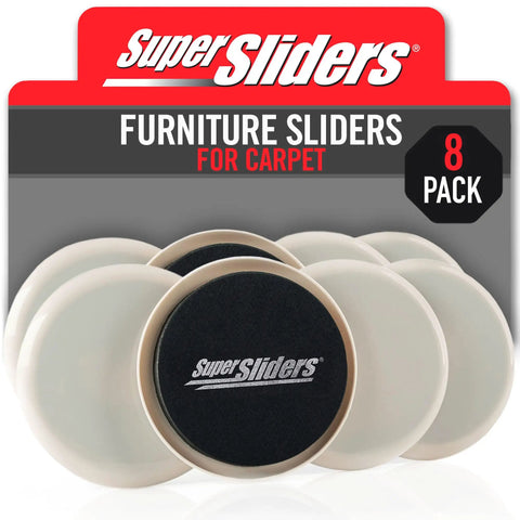 Heavy Duty Reusable Furniture Sliders For Carpet That Slide Like Butter So You Can Shift Couches Beds And Massive Gear With Absolute Zero Sweat Soft Foam Grips Lock Tight While You Slide Heavy Loads Across Floors In This Smart 8 Pack, 5 inch beige sliders.