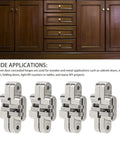 Hidden Concealed Hinge Set For Cabinets And Doors 4 Pack Zinc Alloy Cross Hidden Hinges With 180 Degree Swing