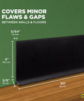 4 Inch Dry Back Vinyl Wall Base 60 Foot Roll Black Flexible Cove Base Molding for floors and baseboards with dimensions