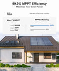 Front view of a house with rooftop solar panels demonstrating Hybrid Solar Inverter 4000W 24V DC To 120V AC Pure Sine Wave Power Converter efficiency.