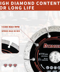 Four Point Five Inch Segmented Diamond Saw Blades Two Pack Angle Grinder Discs with high diamond content for durability.