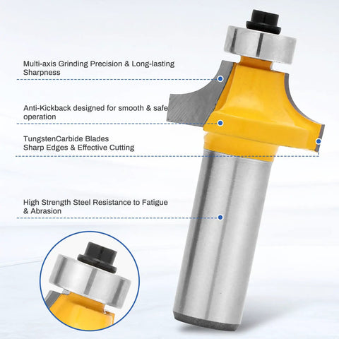 Router bit with multi-axis grinding and tungsten carbide blades from Rail Coping Sled For Router Table With R1/8 Inch R3/16 Inch R5/16 Inch Roundover Bits.