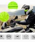 Motorcyclist wearing 3 Pack Fluorescent Green Balaclava Full Face Mask For Outdoor Cycling And Bike Riding Soft Polyester Breathable Headwear All Season UV Dust Protection Under Helmet Men And Women