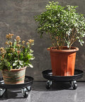 10 Inch Heavy Duty Plant Dolly With Wheels, 160 Lbs Capacity Metal Rolling Plant Stand With Casters, holding potted plants