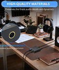 Active 2 Channel 3.5mm Audio Mixer For PC Console Phone And MP3 Players on desk with gold plated connectors, ideal for home recording.