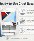 Heavy Duty Concrete Crack Filler and Hefty Sealing Bond with Squeeze Pouch and Precision Fill Tip to Crush Cracks in Driveway Patio Sidewalk and Foundation Gaps with Zero Mess Cement Repair Fix in ready-to-use pouch.