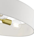 Off-white fabric shade detail of 4 Light Brushed Nickel Semi Flush Mount Ceiling Fixture With Off White Fabric Hardback Shade Venlo Collection
