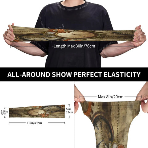 Kickin Steampunk Arm Sleeves Legit Sun Protection Fingerless Garden Gear Lightweight Breathable Sweatproof UV Blocking Arm Covers shown stretched for elastic fit.