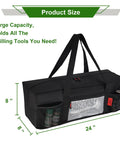 Grill Tool Organizer Bag For 24 Inch Spatulas Tongs And More, Heavy Duty Storage Case With Pockets, Extra Thick 600D Oxford Cloth, 24x8x8 inches.