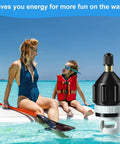 2 Pack Inflatable Boat And Paddleboard Pump Adapter Set Premium Brass And PA66 Construction with woman and child on watercraft