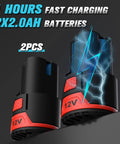 Cordless Electric Ratchet Wrench Three Eighths Inch Drive, 12V Power Tool Kit 2000mAh batteries fast charging 1 hour