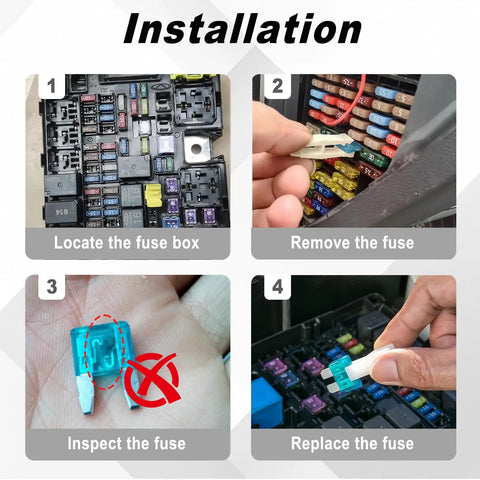 Installation steps for Rig Ready Fuse Assortment Kit featuring 306 pcs of micro mini and standard blade fuses for cars trucks and RV.