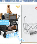 700lb Capacity Double Decker Collapsible Wagon With Detachable Waterproof Cover And Extended Storage Foldable Cart With 54 Inch Extended Deck Wheels For Camping Fishing Beach And Outdoor Use Heavy Duty loaded with gear