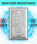 Keypad Deadbolt Entry Set With Handle In Satin Nickel, Keyless Entry For Up To 50 Codes, Auto Lock, Weather Resistant Display