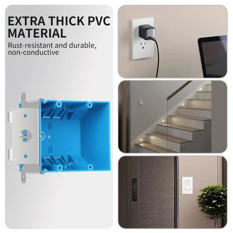 Adjustable Two Gang Plastic Electrical Box Blue 34 Cubic Inch Junction Box With Built In Cable Clips ETL Listed One Piece