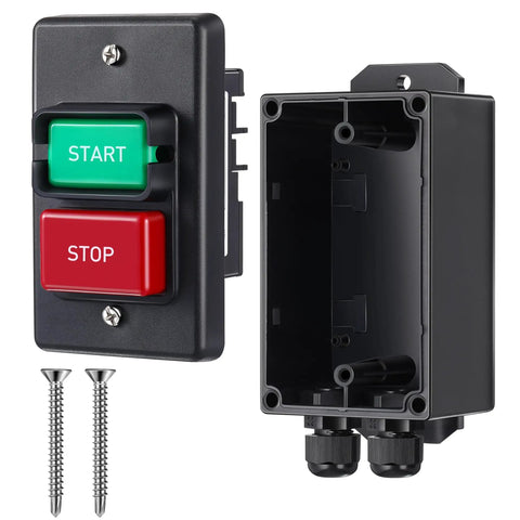 Heavy Duty On Off Toggle Switch For Table Saw Handles Steady 120 Or 230 Volt Power Runs Totally Smooth Includes Deep Gang Box with buttons.