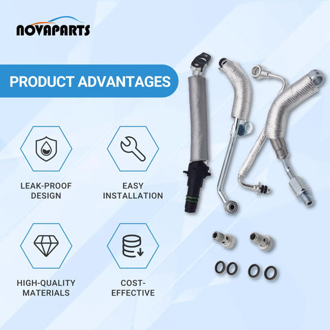 Four Pack Plug N Play Turbo Oil Return Drain Line And Oil Feed Pipe Kit For Chevy Cruze Sonic Trax And Buick Encore 2011-2021