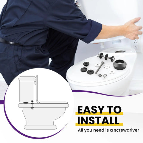 Universal Toilet Tank To Bowl Gasket Kit With Stainless Steel Bolts And Two Gasket Types, Fits 2 Inch And 3 Inch Seals, No-Fuss Leakproof Mounting Repair, Easy Flush Valve Access, Compatible With Most Toilets. installed on toilet tank with bolts and gaskets