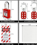 Built Tough Lockout Tagout Station With Clear Viewing Lid Fully Loaded Loto Kit holding 14 safety padlocks and 4 lockout hasps.