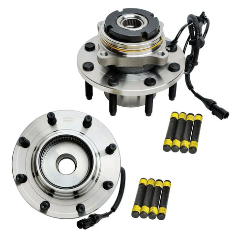 4x4 Front 12 Piece Wheel Bearing Hubs Suspension Kit For Ford F 250 F 350 Super Duty And Excursion Includes Ball Joints Tie Rods Sway Bars Replacement With ABS Coarse Thread Heavy Duty Performance Upgrade kit components