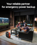 Family using Portable Power Station 1600W Peak 3200W With Built In Solar Panel 1024Wh LiFePO4 Battery during power outage