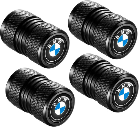 BMW Tire Valve Stem Caps 4 Pack For Cars SUVs Trucks And Motorcycles Universal Fit Black Valve Caps Easy Hand Tighten Protects Valve