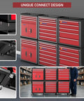 Heavy Duty Seven Drawer Rolling Tool Chest With Lockable Drawers And Waterproof Top Red Mobile Workshop Cabinet stacked design