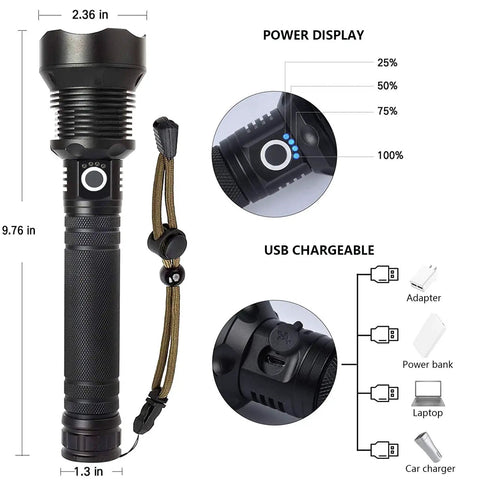 Rechargeable LED Flashlight Set With 990000 Lumens Output, 5 Modes, Waterproof Build, 10000mAh High Capacity Battery, Beast Bright Handheld Flashlight For Camping And Emergencies, 2 Pack
