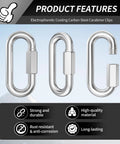 15 Pack Heavy Duty Chain Hooks Quick Links In 304 Stainless Steel One Quarter Inch Locking Carabiners Anti Rust Chain Connectors.