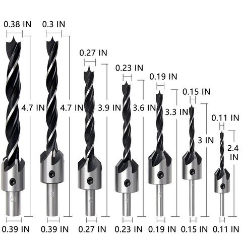 Heavy Duty 23 Piece Woodworking Drill Set Featuring Kickass Chamfer Countersink Bits And Wood Plug Cutters Crafted From High Speed Steel with various bit sizes.