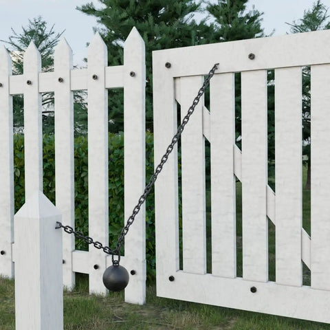 Black Cast Iron Cannonball Weight Automatic Gate Closer With 5-Foot Galvanized Chain For Outdoor Gates, Heavy-Duty Rust-Resistant
