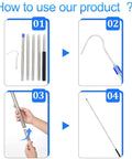 Assembly guide for 74 Inch Adjustable Truck Bed Reach Tool with Stainless Steel Construction Foam Handle and Long Hooks.