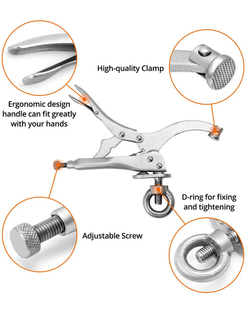 9 Inch Drill Press Locking Clamp Set, Heavy Duty Fix Clamp With Super Tight Grip, titanium-plated 1045 steel, ergonomic design
