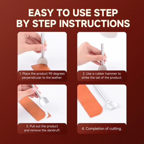 Step-by-step instructions for using 7 Piece Pro Grade Leather Craft Tools Arc Shaped Quarter Circle Punch Set with edge cutters