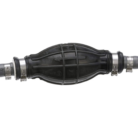 Close-up of primer bulb from Pro Grade Marine Fuel Line Kit With Six Feet Of Three Eighths Inch Hose Tank And Engine Fittings