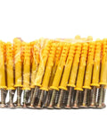 Beefed Up Self Tapping Screw Kit With Stainless Steel Wall Anchors For Drywall, 200 Pcs Cross Tip Screws, yellow anchors with screws
