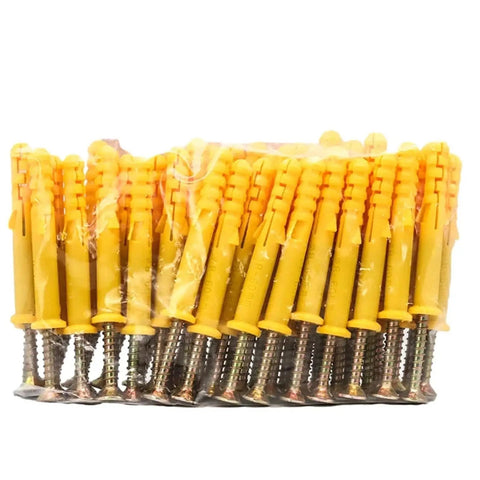 Beefed Up Self Tapping Screw Kit With Stainless Steel Wall Anchors For Drywall, 200 Pcs Cross Tip Screws, yellow anchors with screws