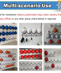Wall Mounted Hard Hat Holder With Hook For Industrial Helmet Storage In Factories And Workshops with helmets displayed