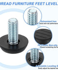 20Pcs 5 By 16 Inch Threaded Furniture Feet Levelers Set With Adjustable Height, screw on glide, black, detailed view