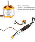 Beefy 2212 KV1400 Brushless Motors With 40A ESC for RC aircraft and drones, showing motor and XT60 compatible speed controller.