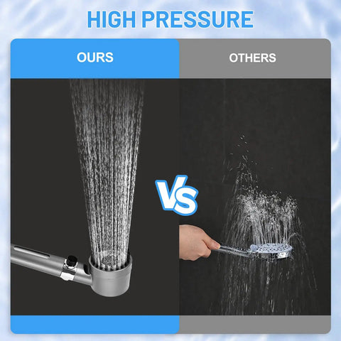 Comparison of our high pressure Filtered Shower Head With Handheld Pro Grade Filtration System versus another low pressure showerhead.