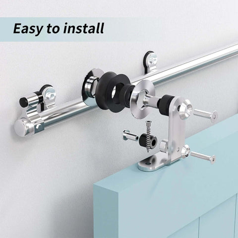 6Ft Top Mount Sliding Barn Door Hardware Kit With Stainless Steel Track And Rollers Heavy Duty Sturdy Barn Door Hardware Set For Single Door
