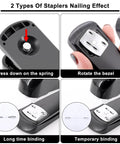 All In One Black Desk Organizer Set For Home Office And School Includes Three Desk Organizers Four Pens Stapler Staples And Remover Tape Dispenser Scissors Ruler Clips Hole Punch And More Perfect For Decluttering Your Workspace showing two stapling techniques.