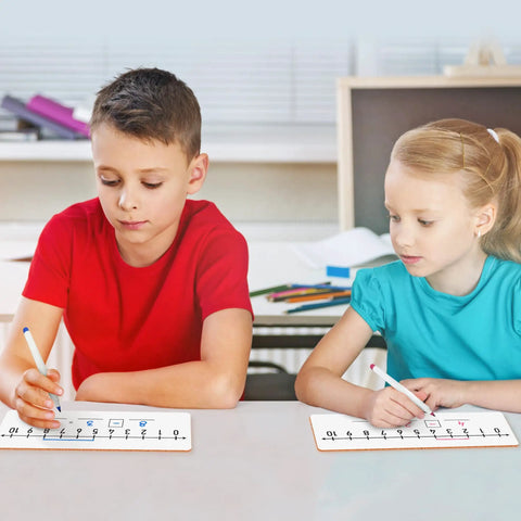 Children using Double Sided Dry Erase Number Line Lapboard 4x12 Inch for Students, 0-10 On One Side, 0-20 On The Other in classroom