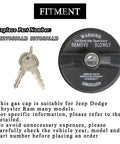 Locking Gas Cap For Jeep Dodge Chrysler Ram SUVs And Trucks With Keyed Lock 05278655AB 5278655AB and keys