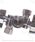 Chrome-plated brass dual-outlet angle stop valve with two wheel handles for water lines