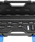 Solid As A Rock Half Inch Drive EV Hybrid Socket Kit For Tesla And Mainstream Electric Cars With Battery Disassembly Tools AC Compressor Wrenches Pro Chrome Gear in a protective case.